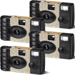 4 Pcs Disposable Camera Single Use Film Camera One Time Camera for Photography with Flash Color Film for Wedding, Anniversary, Travel, Camp, Party Supplies, Birthday Gift (Classic Style)