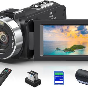 8K 64MP Camcorder Video Camera 18X Digital Zoom YouTube Vlogging Camera Webcam IR Night Vision WiFi 3.0”Touch Screen Camcorders with Microphone, 32G SD Card, Remote Control